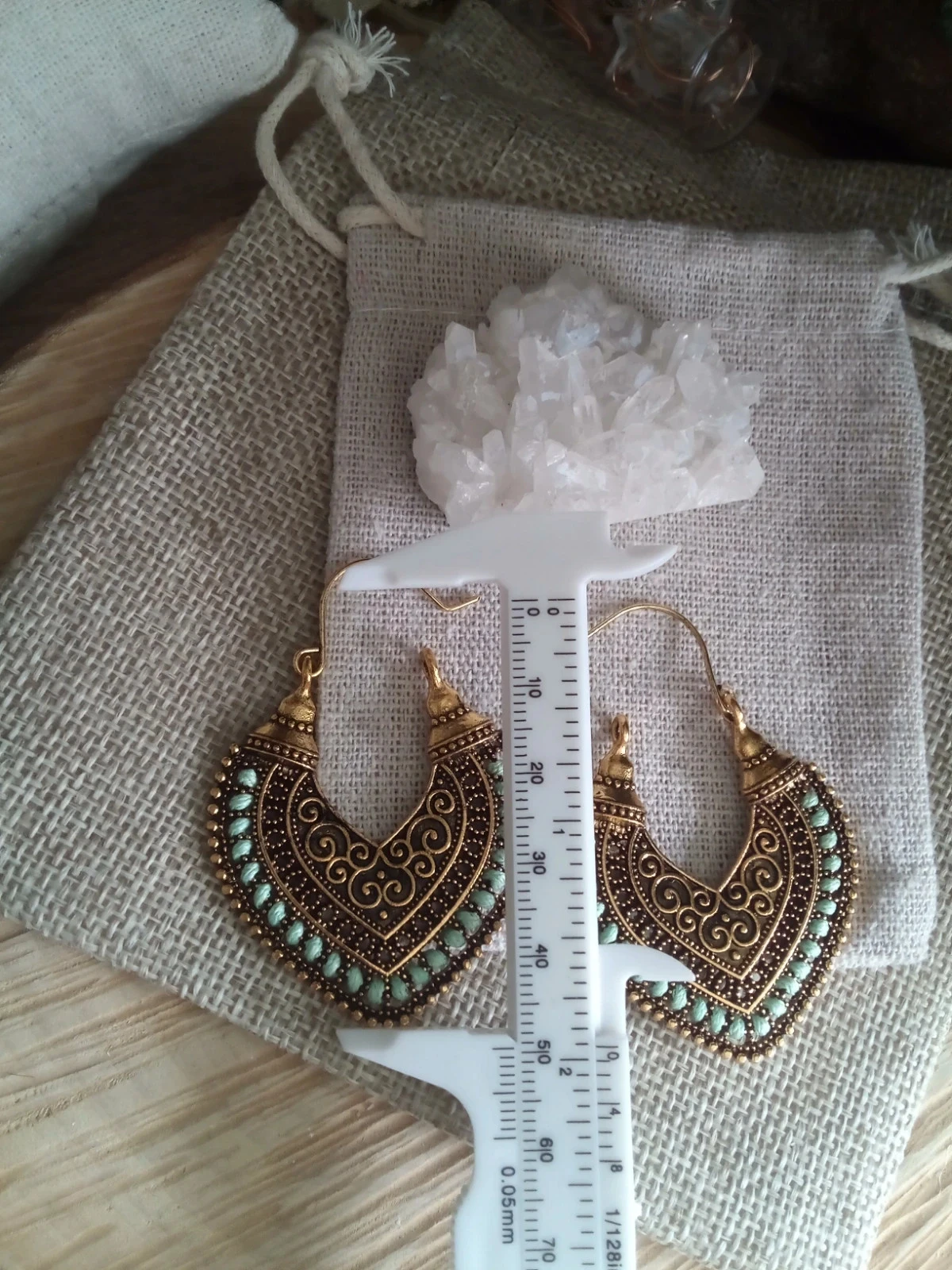 Brincos orientais de fio turquesa – photo 2